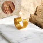 Anillo ajustable dorado acero inoxidable retro