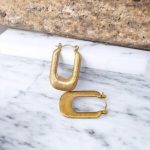 Pendientes dorados acero inoxidable  tipo U