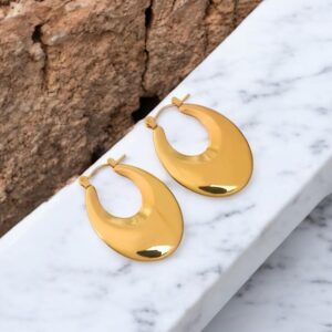 Pendientes dorados acero inoxidable  ovales
