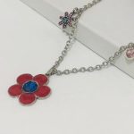 Collar acero inoxidable dijes flor roja